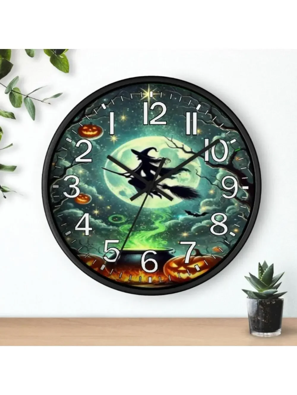REVERSE TICKING CLOCK  Halloween Glow In The Dark Wall Clock New!
